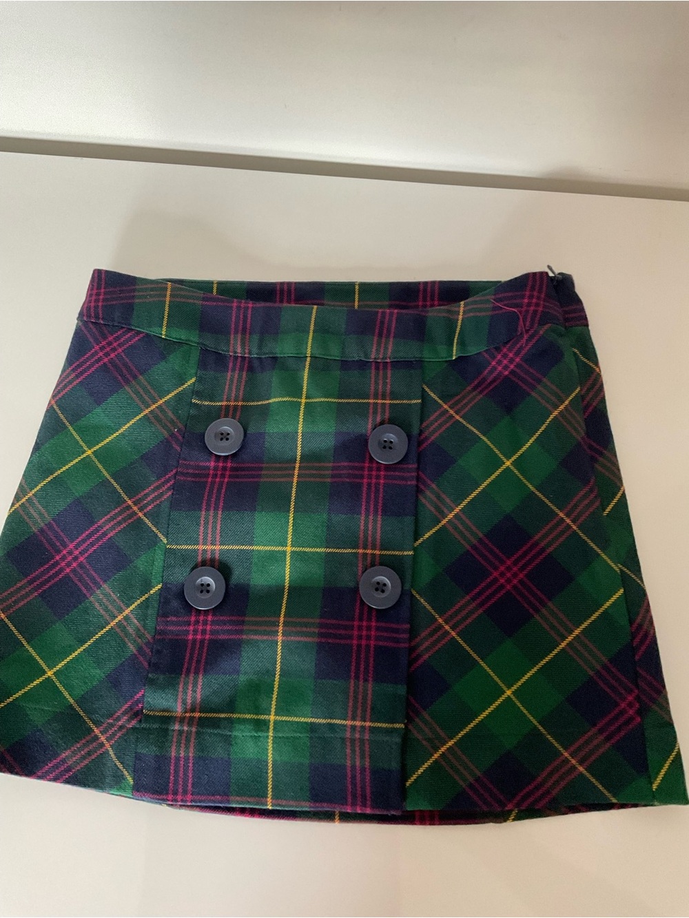 Talbots Kids Plaid Button-Front Skort in Green Size 7